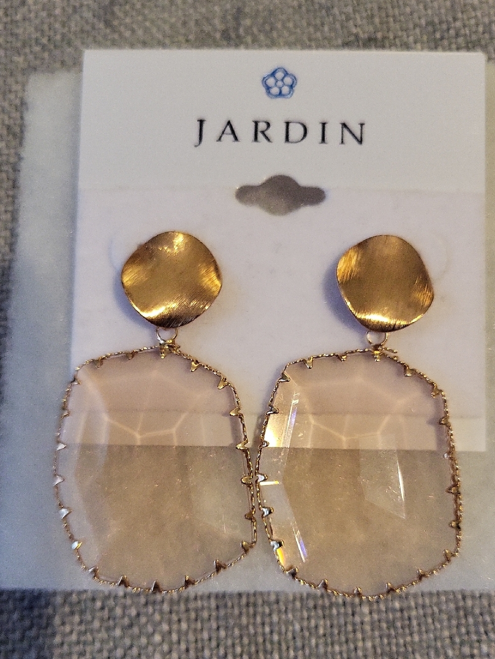 Jardin Gold Tone Drop Earrings With Rose-colored Transparent Glass